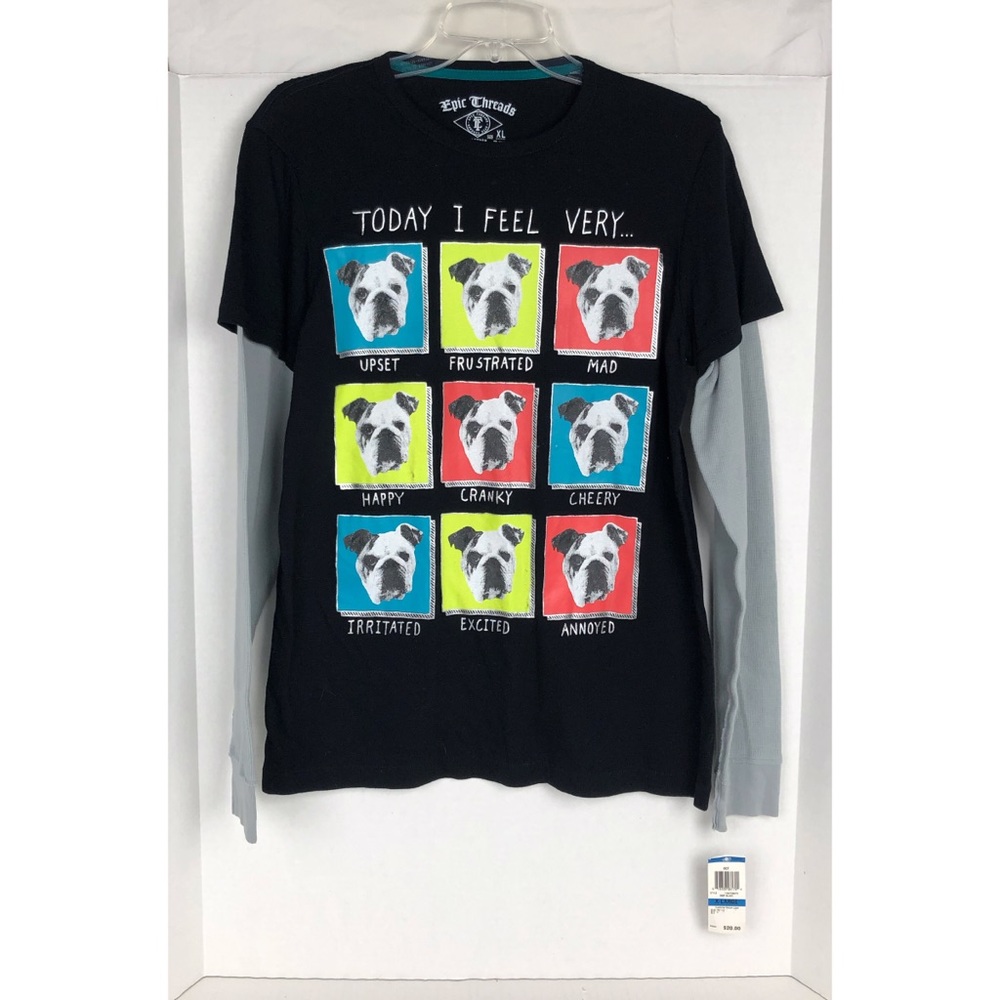 NWT Epic Threads Layered Tee Bulldog Graphic Holiday Gift for Kids